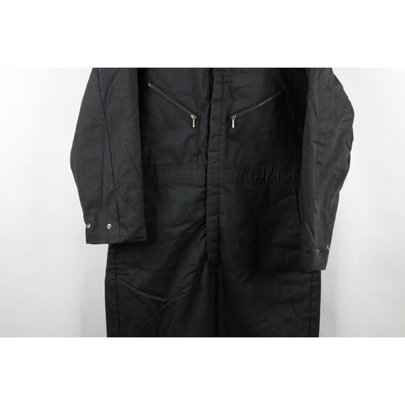 Vtg 90s Walls Blizzard Pruf Mens Large Short Faded Quilted Coveralls Black USA - Picture 3 of 16
